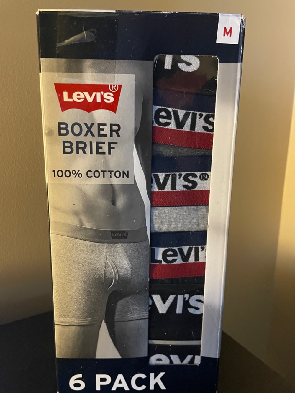 Levi's Men's 6-Pack Cotton Boxer Briefs - Black, Gray & Red